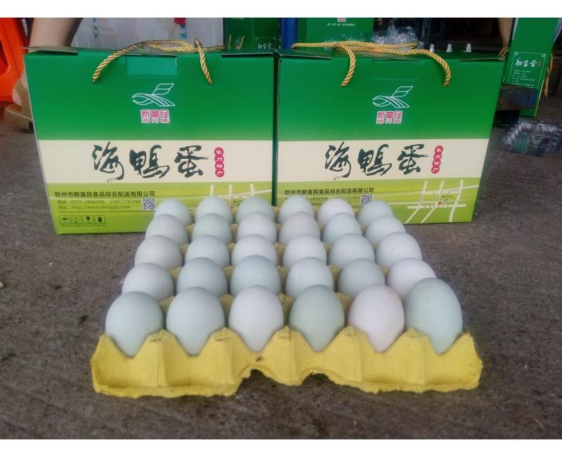 新富民海鴨蛋-海鴨蛋是北部灣海邊紅樹林中海鴨所產(chǎn)的蛋，蛋黃晶紅，味美鮮香！